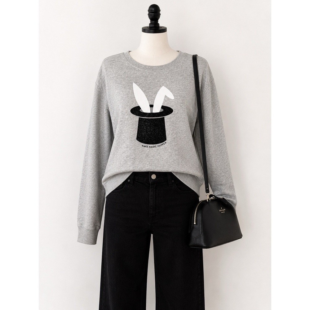 Kate Spade Broome Street Make Magic Happen Bunny Graphic Sweatshirt XL